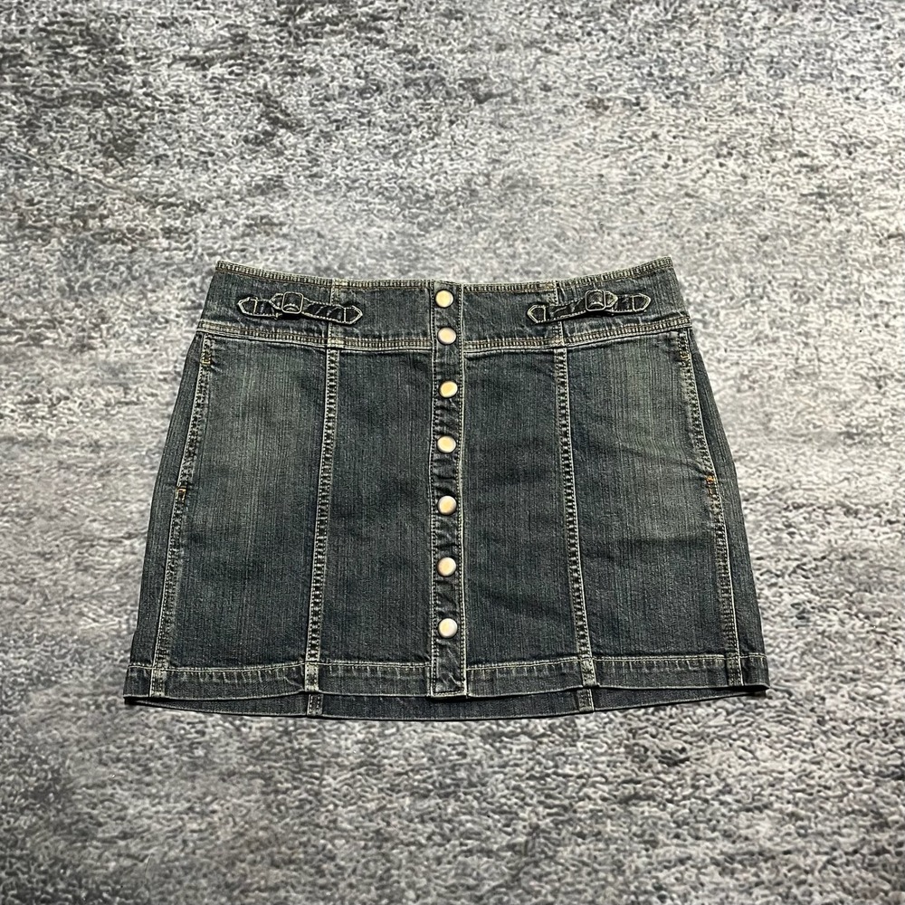 Vintage Gap Skirt Womens 14 (36") Denim Mini Micro Y2K Baddie Preppy Snap Button